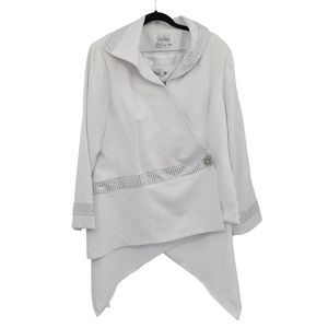 Vintage 80's Lisa Renee Bridal Skirt‎ Set 18W White Rhinestones 2pc Elvis Vegas